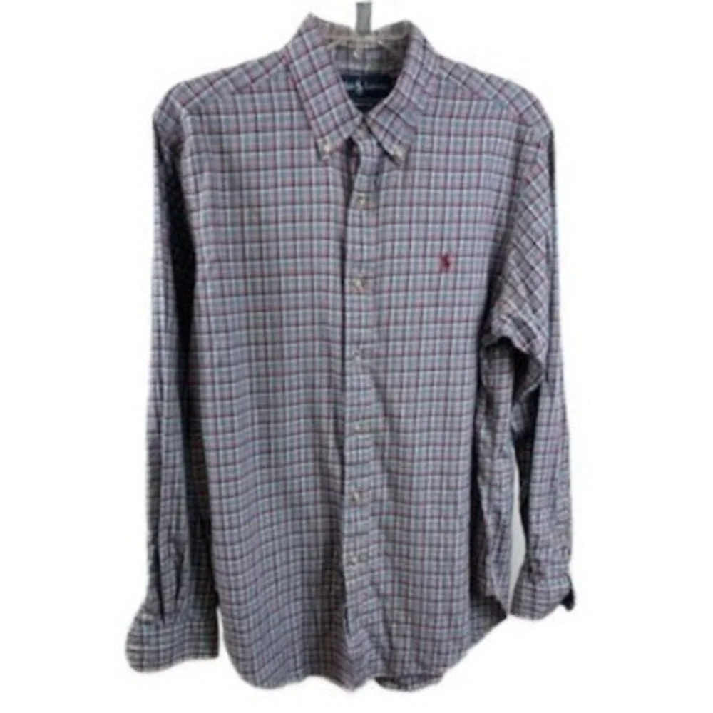 Ralph Lauren Men's Size Medium Plaid‎ Classic Fit Flannel Button Down Shirt